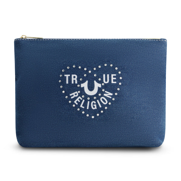 concept one True Religion cosmetic bag with side pocket DENIM