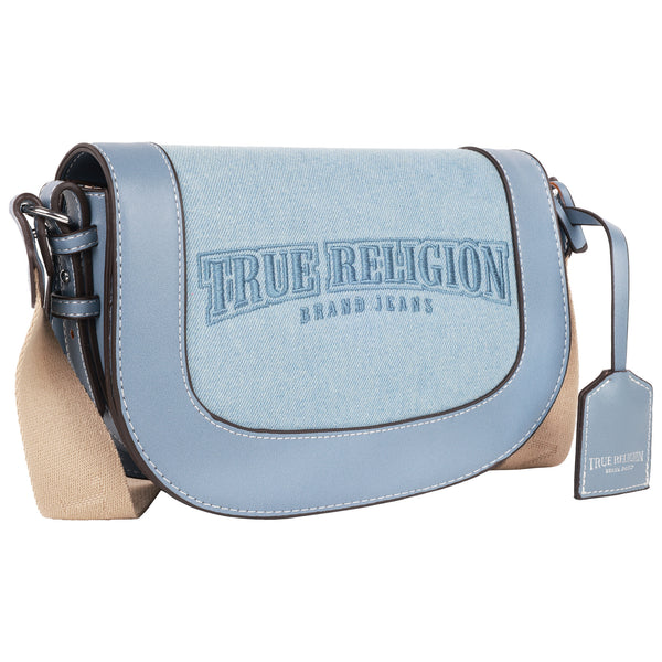 Concept One True Religion Dark Denim Logo Saddle Bag