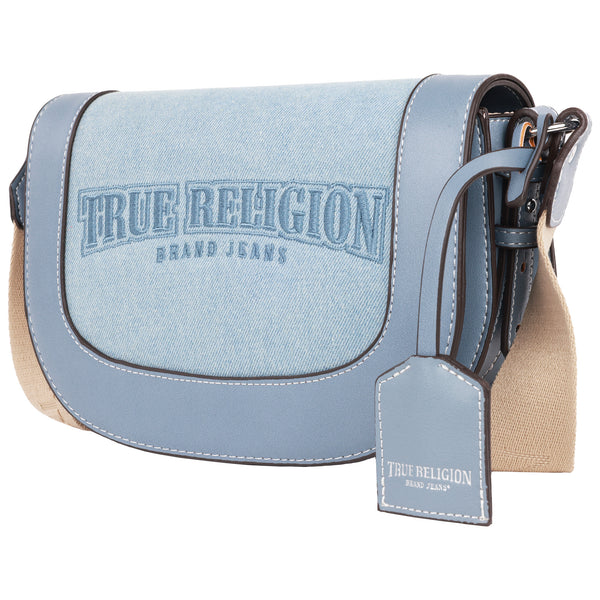 Concept One True Religion Dark Denim Logo Saddle Bag