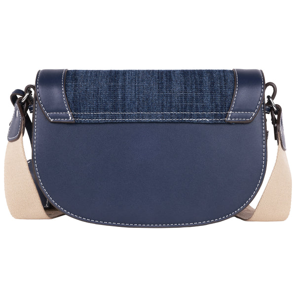 Concept One True Religion Dark Denim Logo Saddle Bag
