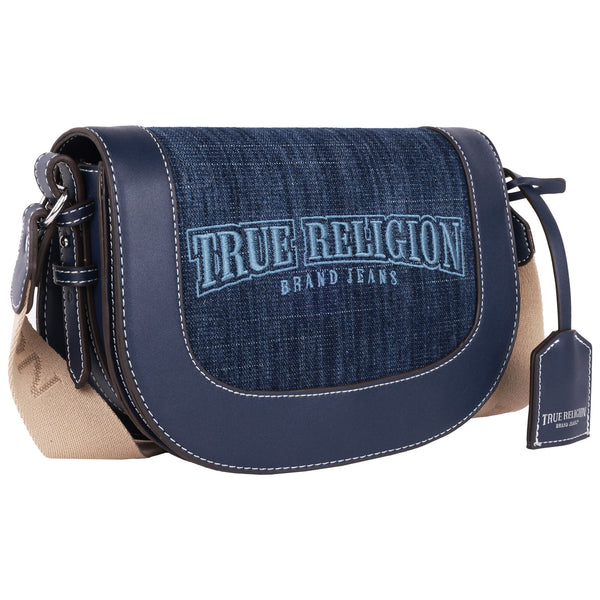 Concept One True Religion Dark Denim Logo Saddle Bag