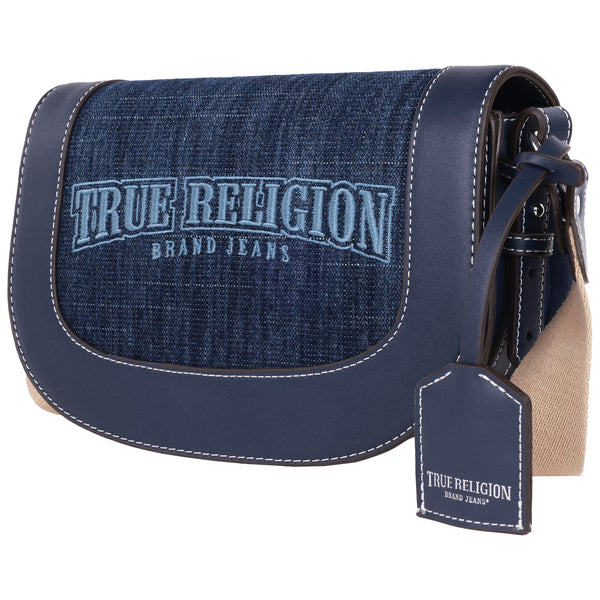 Concept One True Religion Dark Denim Logo Saddle Bag