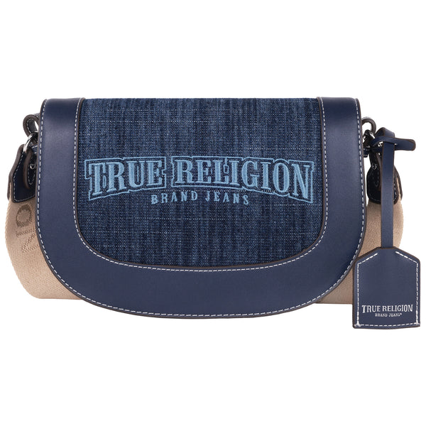 concept one True Religion Dark Denim Logo Saddle Bag