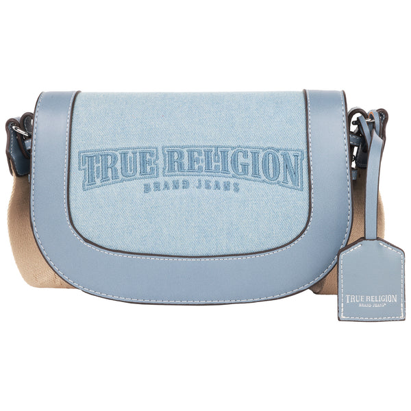 concept one True Religion Dark Denim Logo Saddle Bag