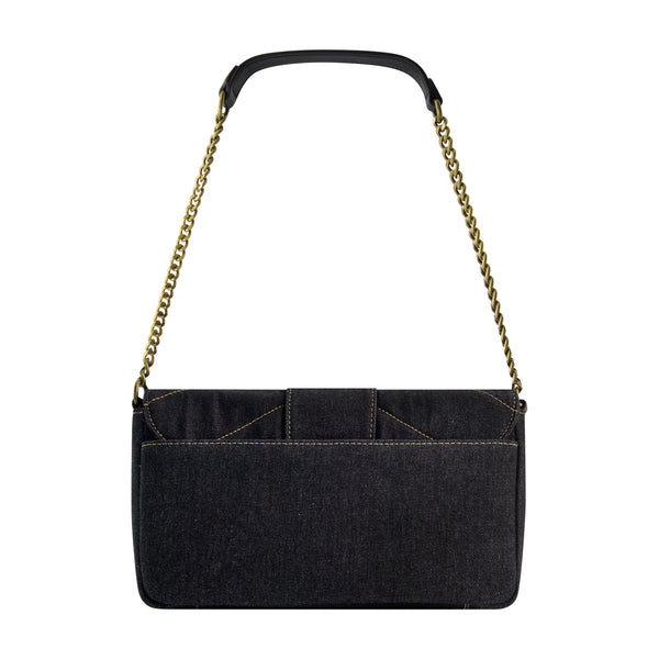 Concept One True Religion DENIM BRASS HARDWARE FLAP BLACK