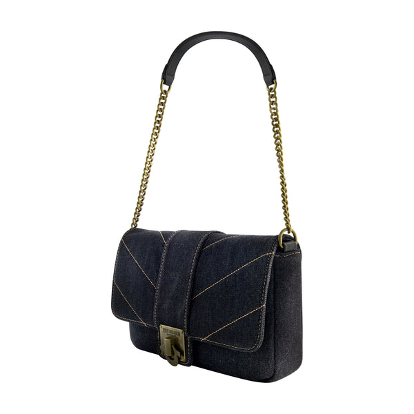 Concept One True Religion DENIM BRASS HARDWARE FLAP BLACK