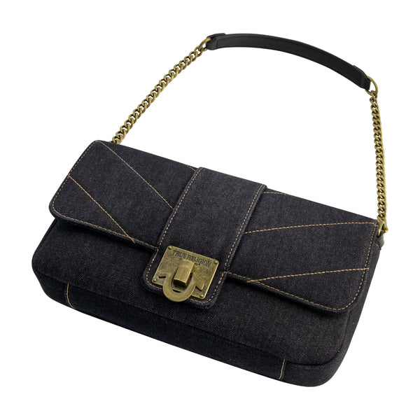 Concept One True Religion DENIM BRASS HARDWARE FLAP BLACK