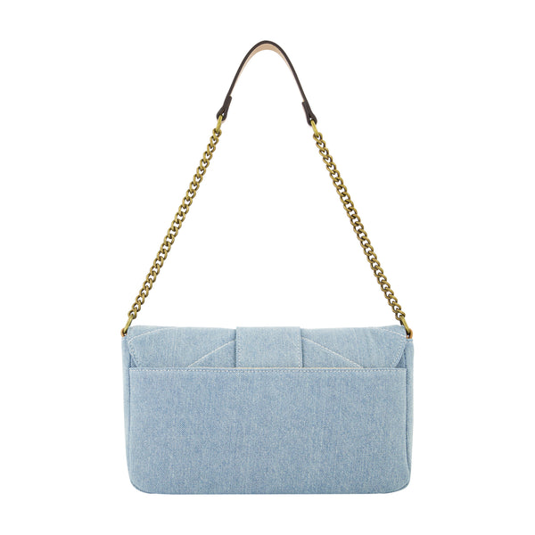 Concept One True Religion Denim Brass Hardware Flap Light Blue