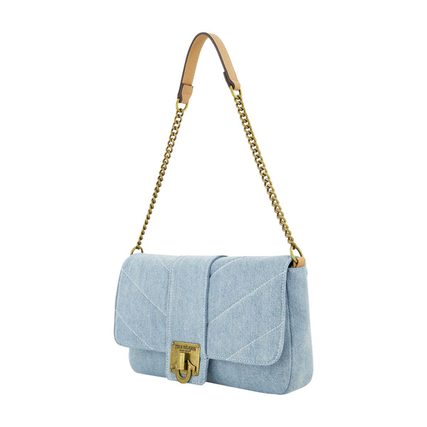 Concept One True Religion Denim Brass Hardware Flap Light Blue
