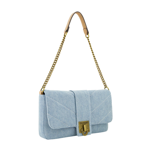 Concept One True Religion Denim Brass Hardware Flap Light Blue