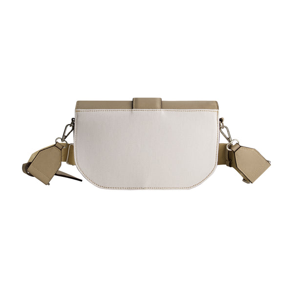 Concept One True Religion Denim Saddle Bag With Oversized Horseshoe Logo TAUPE