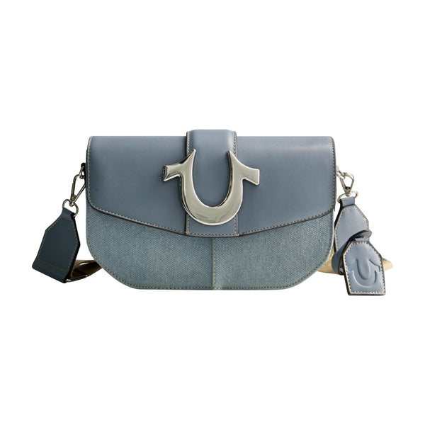 concept one True Religion Denim Saddle Bag with Oversized Horseshoe Logo Blue