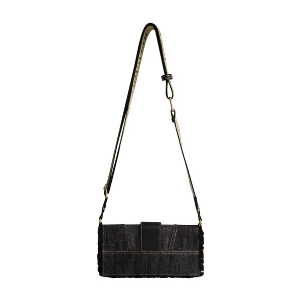 Concept One True Religion Frayed Denim Flap Bag With Logo Strap