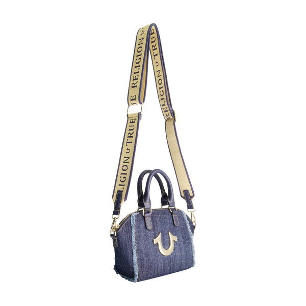 Concept One True Religion Frayed Denim Horseshoe Satchel