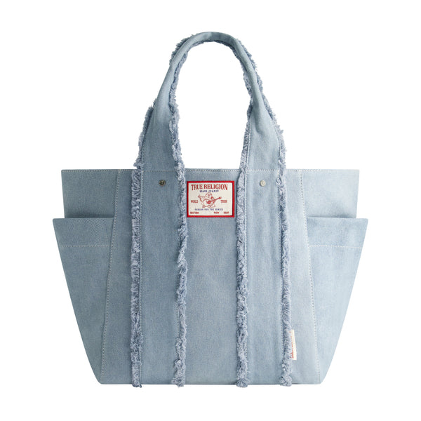 concept one True Religion Frayed Handle Solid Denim Tote