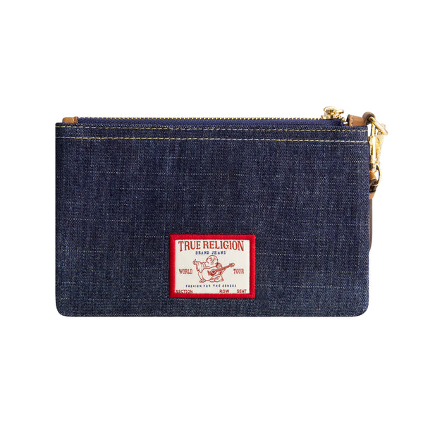 Concept One True Religion Horseshoe Denim Wristlet Pouch DARK DENIM