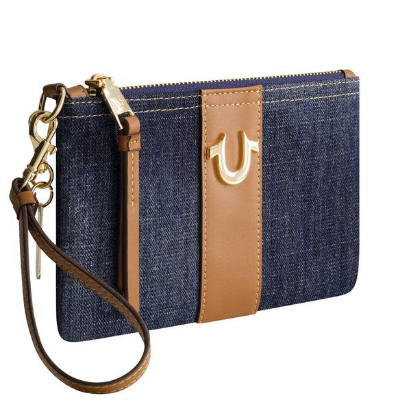 Concept One True Religion Horseshoe Denim Wristlet Pouch DARK DENIM