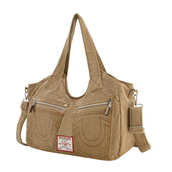 Concept One True Religion Horseshoe Stitch Corduroy Satchel Camel