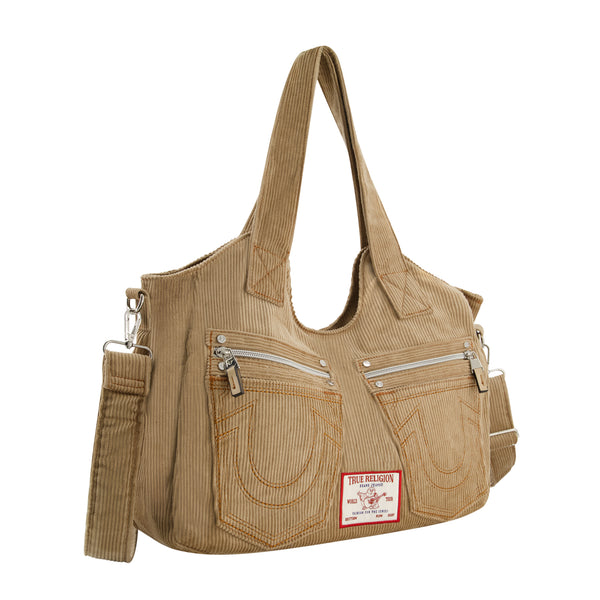 Concept One True Religion Horseshoe Stitch Corduroy Satchel Camel