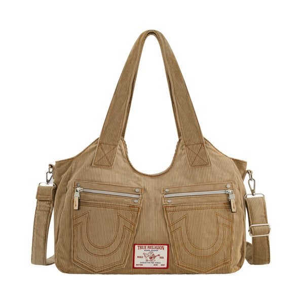 concept one True Religion Horseshoe stitch Corduroy satchel Camel