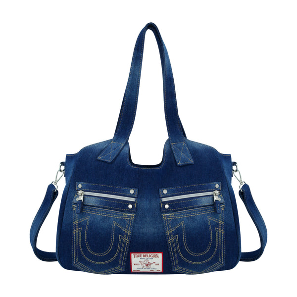 Concept One True Religion Horseshoe Stitch Dark Denim Satchel Dark Denim