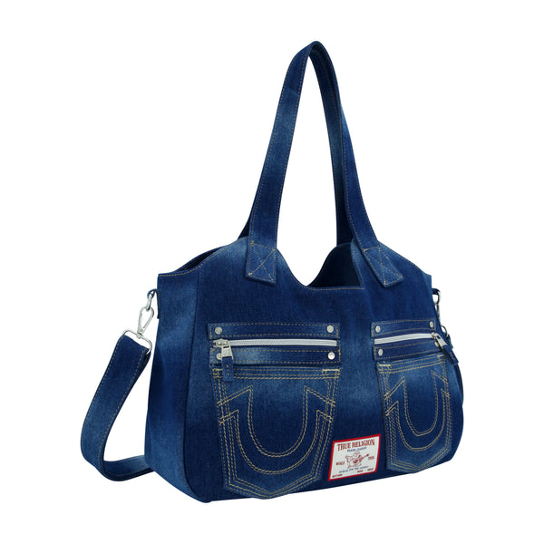 Concept One True Religion Horseshoe Stitch Dark Denim Satchel Dark Denim