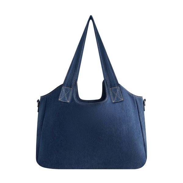 Concept One True Religion Horseshoe Stitch Denim Satchel Medium Blu