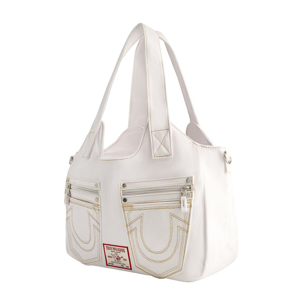 Concept One True Religion Horseshoe Stitch White Satchel