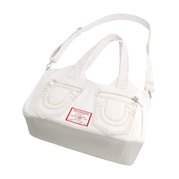 Concept One True Religion Horseshoe Stitch White Satchel White