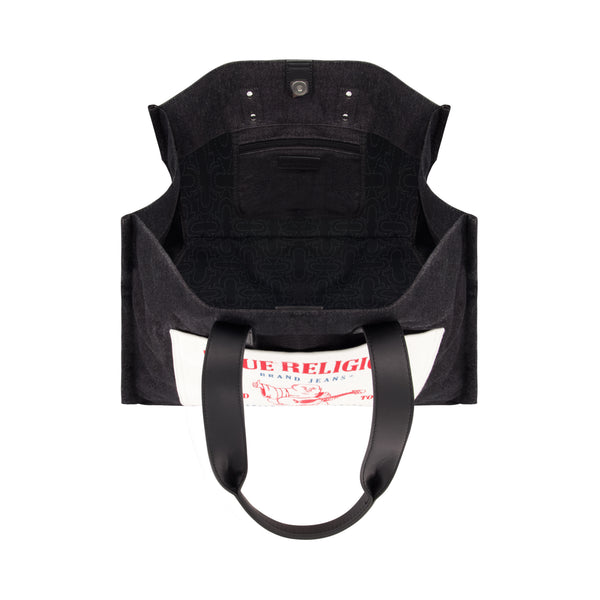 Concept One True Religion Large Washed Black Denim Tote Black