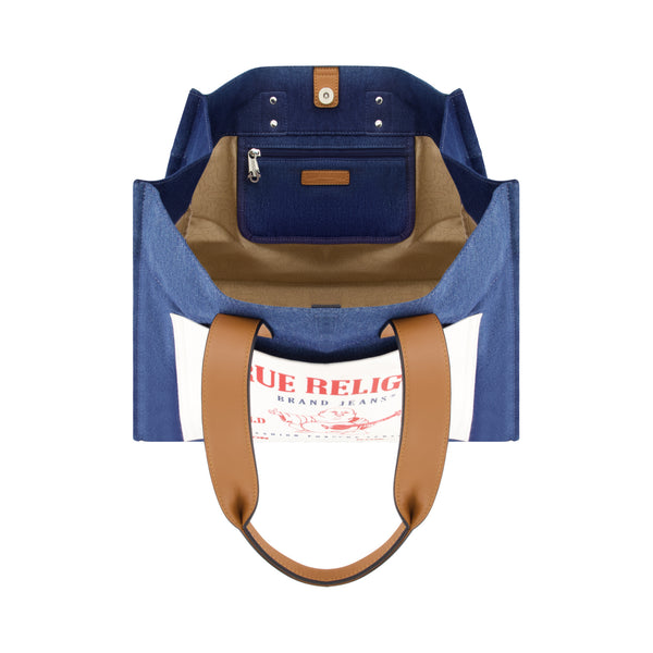 Concept One True Religion Large Washed Navy Denim Tote Navy