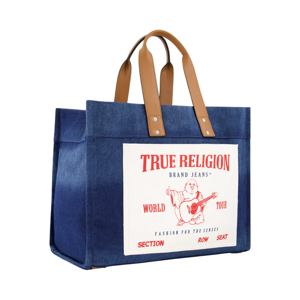 concept one True Religion Large Washed Navy Denim Tote Navy