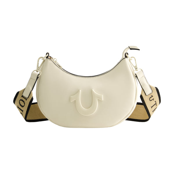 concept one True Religion Logo Strap Crescent Hobo Ivory