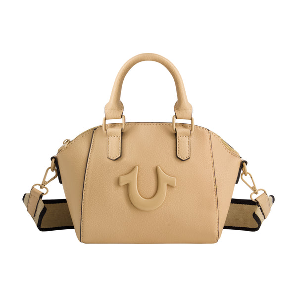 concept one True Religion Logo Strap Mini Satchel Camel