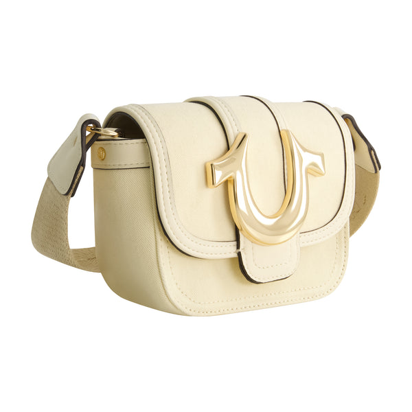 Concept One True Religion Mini Flap Crossbody Bag With Iconic U-Logo BEIGE