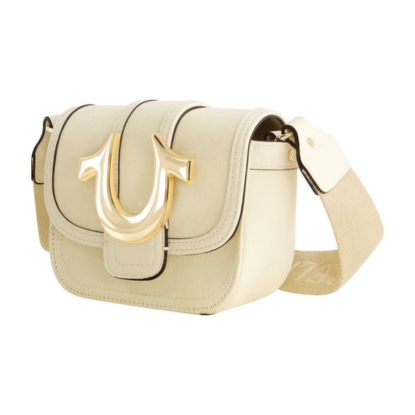 Concept One True Religion Mini Flap Crossbody Bag With Iconic U-Logo BEIGE