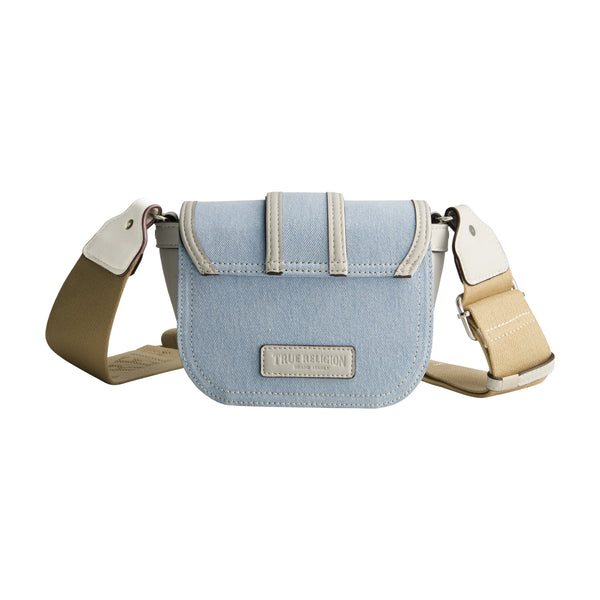 Concept One True Religion Mini Flap Crossbody Bag With Iconic U-Logo LIGHT BLUE