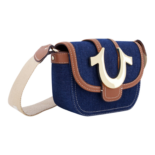 Concept One True Religion Mini Flap Denim Crossbody Dark Denim