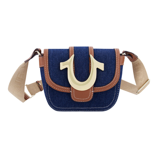 concept one True Religion Mini Flap Denim Crossbody Dark Denim