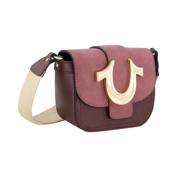 Concept One True Religion Mini Flap Suede Crossbody Wine