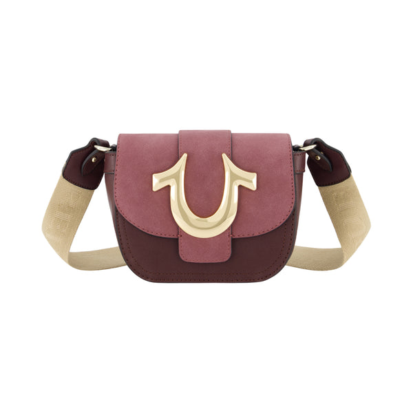 concept one True Religion Mini Flap Suede Crossbody Wine
