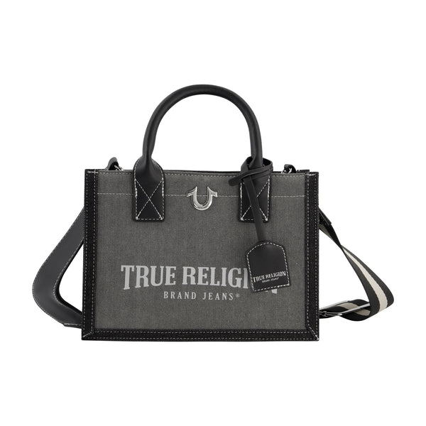 concept one True Religion Modern Edge Denim Tote Light Grey