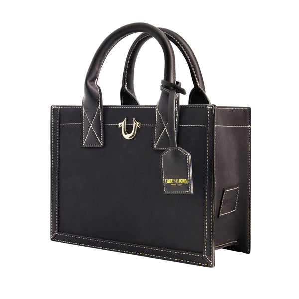 Concept One True Religion Modern Edge Suede Tote Black