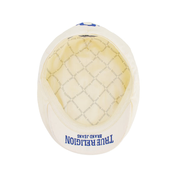 Concept One True Religion Newsboy Ivy Cap With Horseshoe Logo On Back Off White