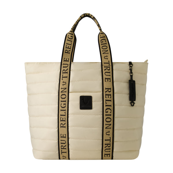 concept one True Religion Nylon Solid Quilted Tote Ivory