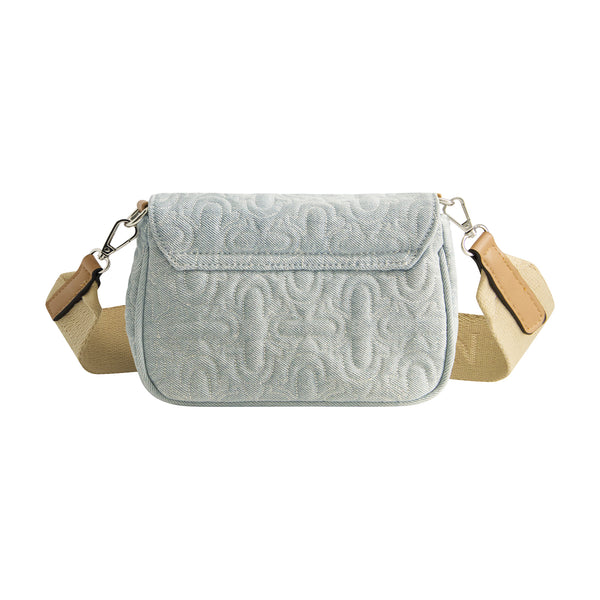 Concept One True Religion Quilted Denim Horseshoe Flap Crossbody Light Blue