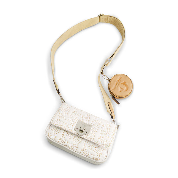 Concept One True Religion Quilted Denim Horseshoe Flap Crossbody White