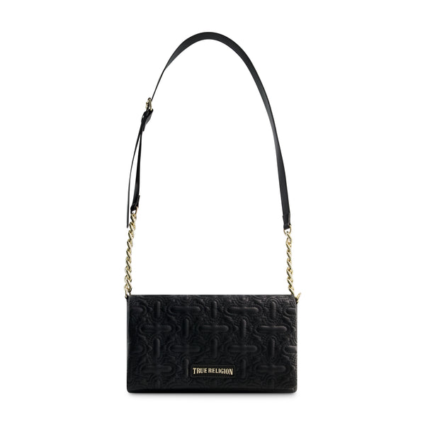 concept one True Religion Quilted Horseshoe Flap Hobo BLACK