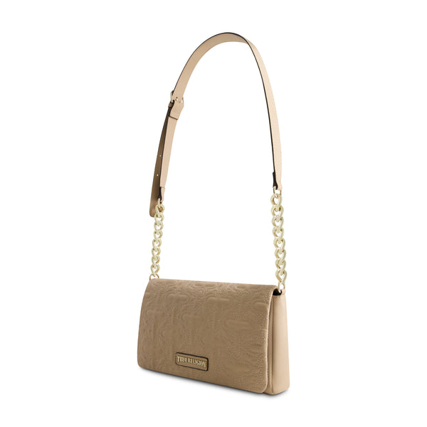 Concept One True Religion Quilted Horseshoe Flap Hobo CAMEL