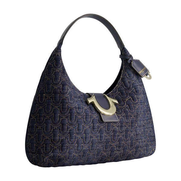 Concept One True Religion Quilted Horseshoe Large Denim Hobo